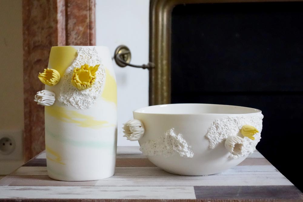 vase et soupière en porcelaine créés par Patricia MASSON, Albedô, Céramiste