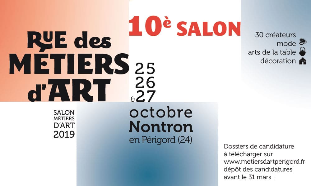 10e Salon Rue des Métiers d’Art à Nontron – 25, 26 et 27 octobre 2019