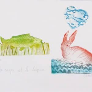 Gravure La carpe et le lapin - Charlotte Reine